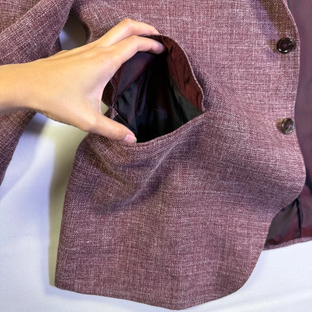 Rare Scabal Custom Mens Linen Wool Blazer Sport Coat Burgundy Kenton 52L 42L